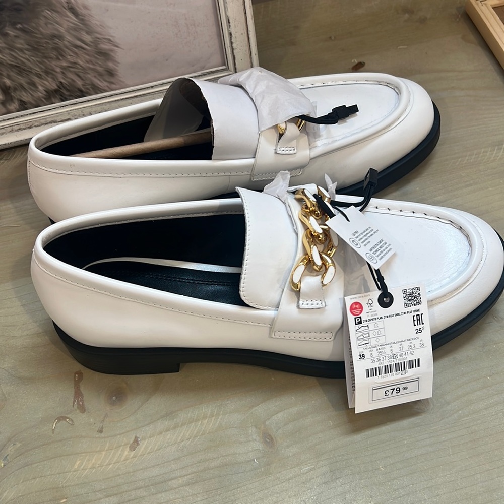 Zara white loafers